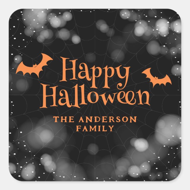 Bats Happy Halloween Square Sticker (Front)