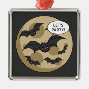 Bats Having Party on Full Moon Metal Tree Decoration