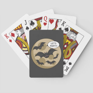 Bats Having Party on Full Moon Playing Cards