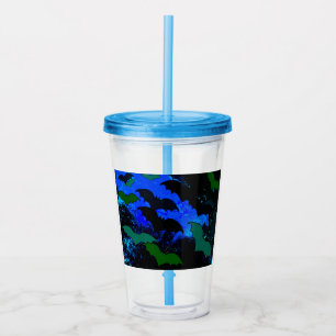 Bats In Flight Blue Acrylic Tumbler