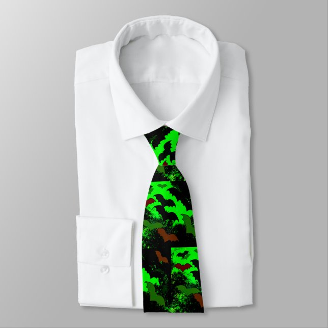 Bats In Flight Green Tie (Tied)