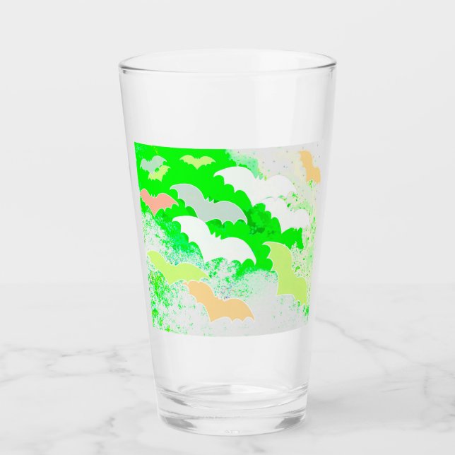 Bats In Flight Pastel Green Glass (Front)