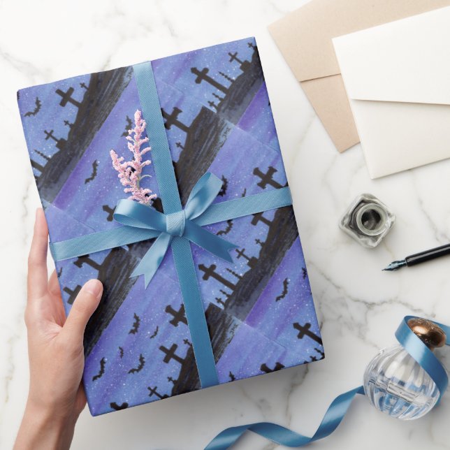 Bats in the Graveyard Halloween Wrapping Paper (Gifting)
