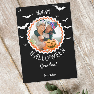 Bats Photo Frame Black Halloween Holiday Card