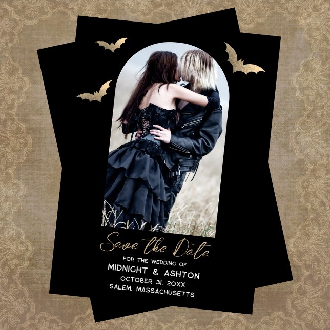 Bats Photo Halloween Wedding Save The Date (Creator Uploaded)