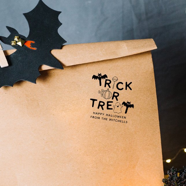 Bats Pumpkin & Ghost Trick or Treat Halloween Rubber Stamp (Creator Uploaded)