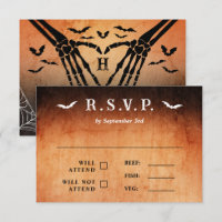 Bats & Skeleton Heart Goth Halloween Wedding