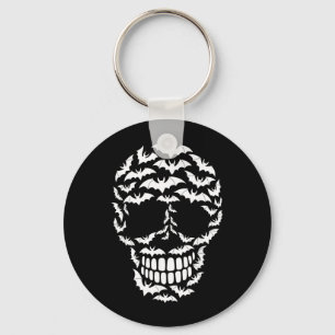 Bats Skull Silhouette Funny Halloween Costume Key Ring
