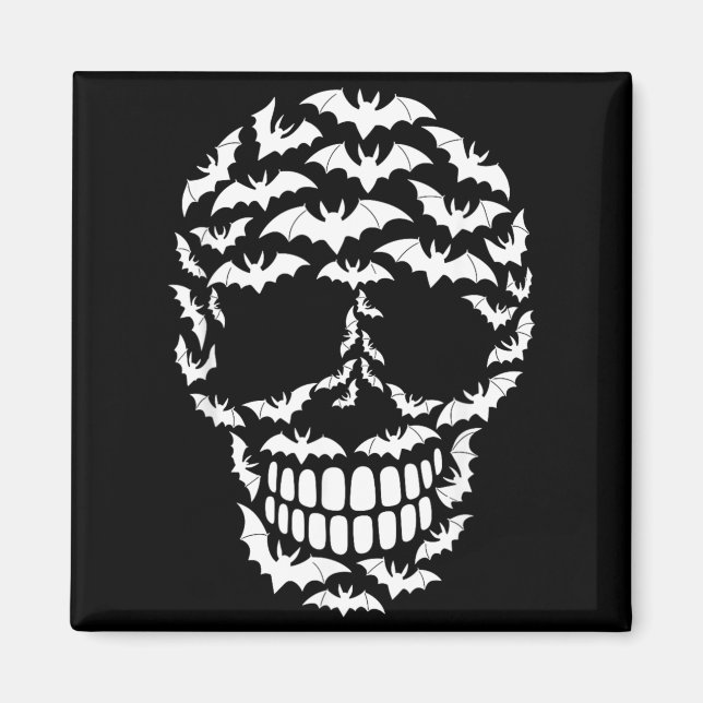 Bats Skull Silhouette Funny Halloween Costume Magnet (Front)