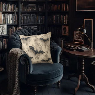 Bats & Spider Webs Gothic Cushion