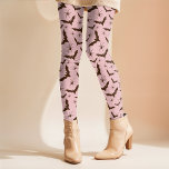Bats Spiders Pink Girlie Retro Simple Halloween    Leggings<br><div class="desc">This fun Halloween design uses a random pattern of simple brown bats and spiders on a girly pink background that can be customised to what ever colour you would like. This fun design has a retro vibe and can be paired with any top throughout the fall and spooky season! Mix...</div>