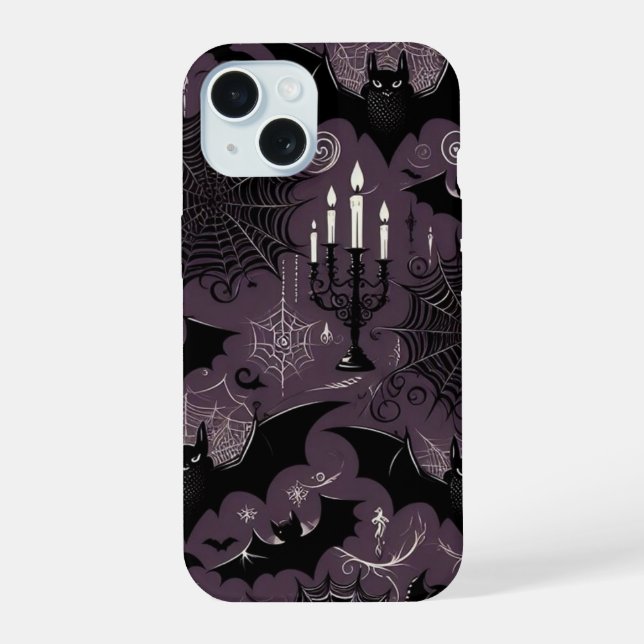 Bats & Spiderwebs iPhone 15 Case (Back)
