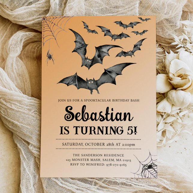 Bats Spooky Halloween Birthday Party Invitation (Creator Uploaded)