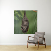Bat's Tranquil Nap - A Close Look on a Green Bokeh