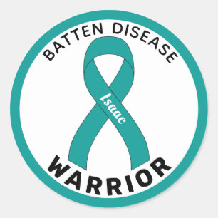 Batten Disease Warrior Ribbon White Round Sticker