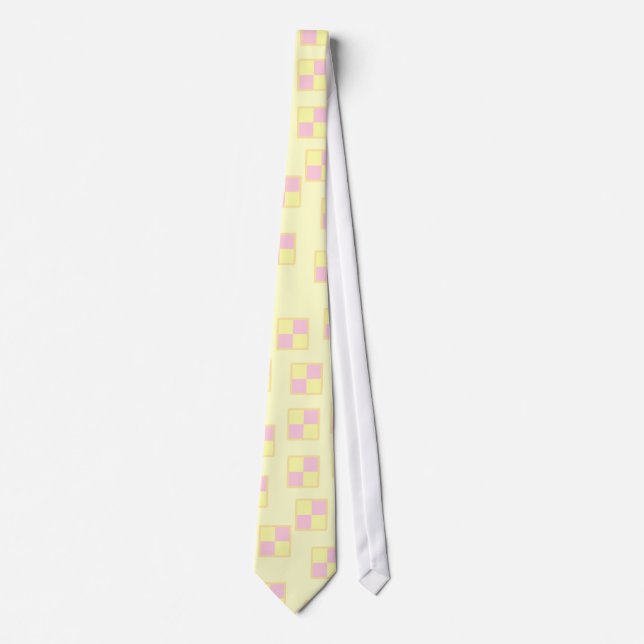 Battenburg Cake Pattern. Pink and Yellow. Tie (Front)