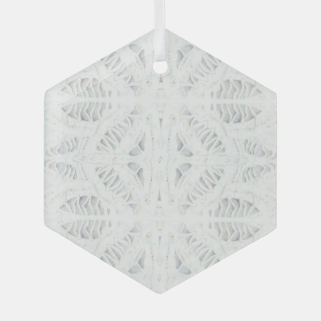 BATTENBURG LACE Glass Hexagon Ornament (Front)