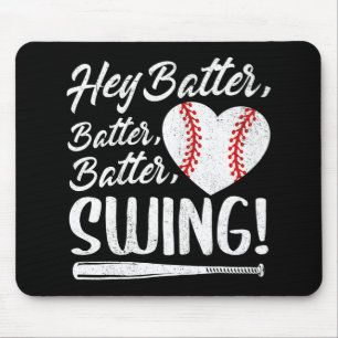 Batter Swing Baseball Heart Mum Cute Women's Mothe Mouse Pad