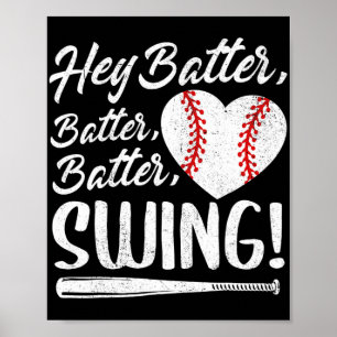 Batter Swing Baseball Heart Mum Cute Women's Mothe Poster