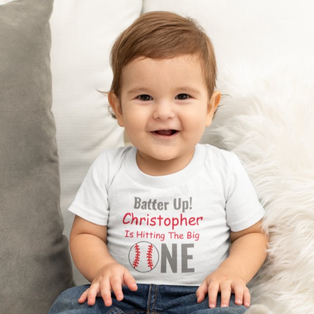 Batter Up! Baseball 1st Birthday Baby T-Shirt (Creator Uploaded)