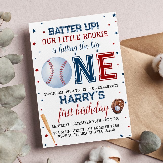 Batter Up Baseball 1st Birthday Invitation (Creator Uploaded)