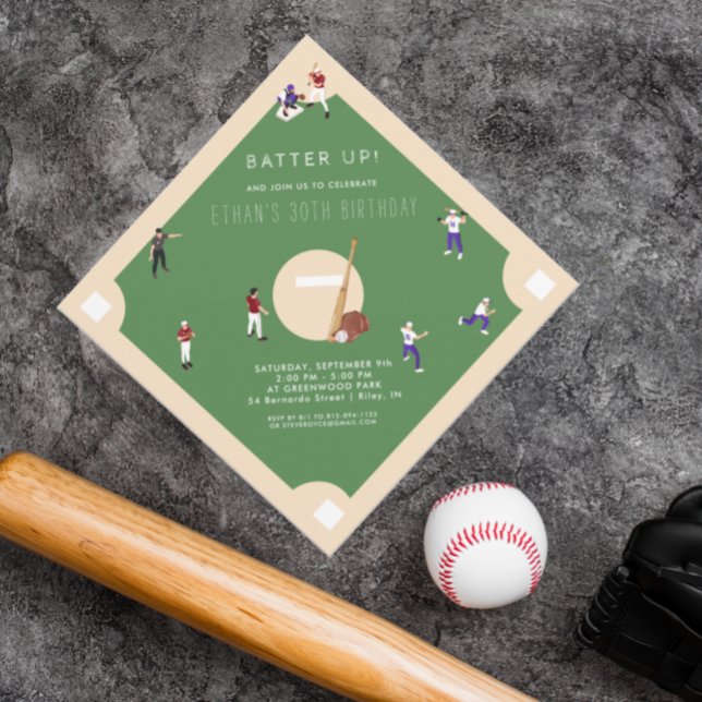 Batter Up Baseball Birthday Invitation (Creator Uploaded)