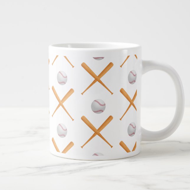 Batter Up Baseball Sports Pattern Large Coffee Mug (Right)
