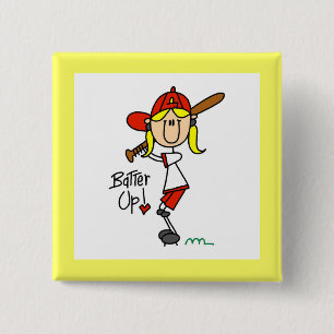 Batter Up Girls Baseball T-shirts and Gifts 15 Cm Square Badge