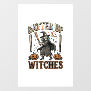 Batter Up Witches Vintage Halloween Baseball Desig