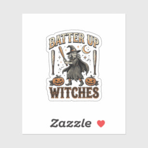 Batter Up Witches Vintage Halloween Baseball Desig