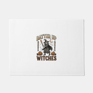 Batter Up Witches Vintage Halloween Baseball Desig Doormat