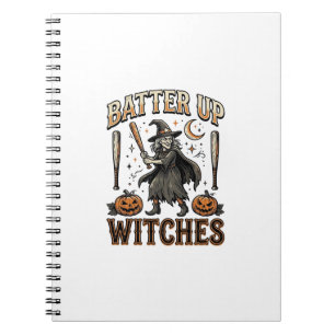Batter Up Witches Vintage Halloween Baseball Desig Notebook