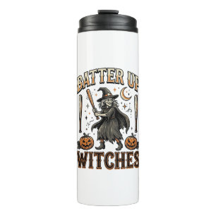 Batter Up Witches Vintage Halloween Baseball Desig Thermal Tumbler
