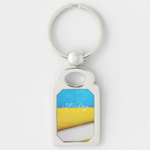 Battered Building-Minimal Abstract by STaylor Key Ring