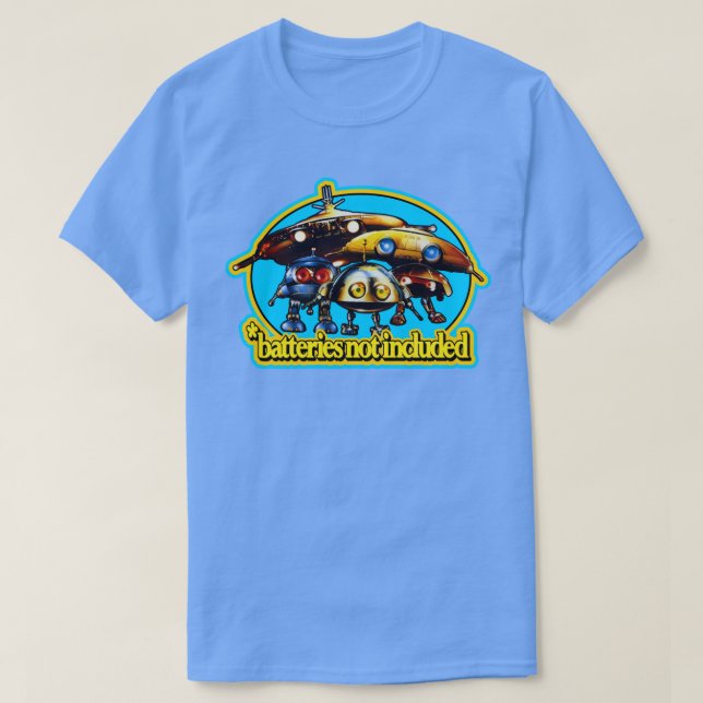 Batteries Not Included Robots T-Shirt (Design Front)