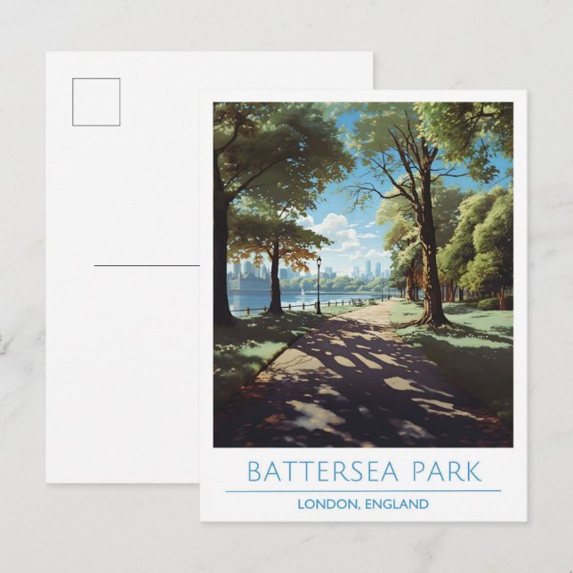 Battersea Park London England Vintage Travel  Postcard (Front/Back)