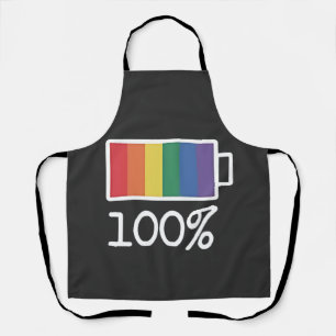 Battery 100% Gay Funny LGBT Pride Month Equality  Apron