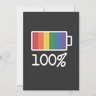 Battery 100% Gay Funny LGBT Pride Month Equality Holiday Card