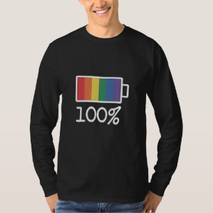 Battery 100% Gay Funny LGBT Pride Month Equality T-Shirt