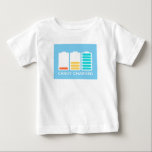 Battery Energy Charged By Candy Funny Baby T-Shirt<br><div class="desc">Funny cute shirt with batteries indicating energy levels fuelled by candy.</div>