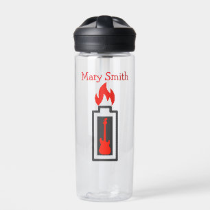 Battery, Guitar and Flame Water Bottle
