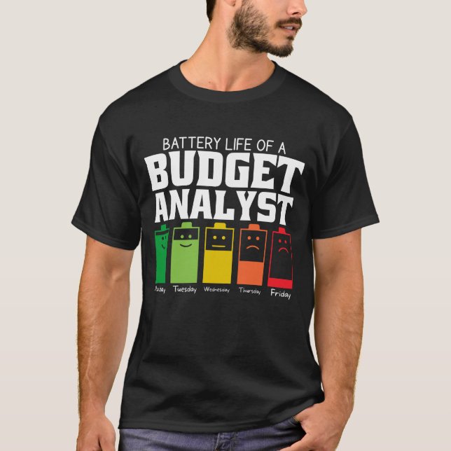 Battery Life Of A Budget Analyst T-Shirt (Front)