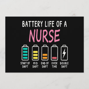 Battery life of a nurse humor chart invitation