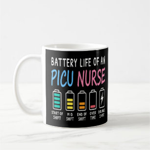 Battery life of a PICU nurse humor chart Coffee Mug