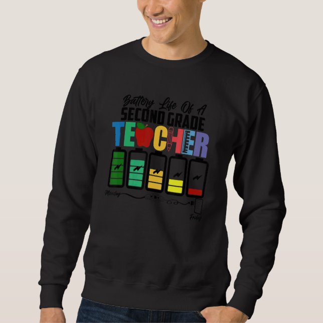 Battery Life Of A Second Grade Teacher First Day O Sweatshirt (Front)