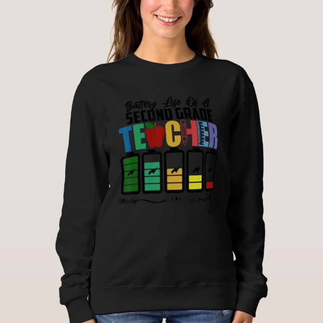 Battery Life Of A Second Grade Teacher First Day O Sweatshirt (Front)