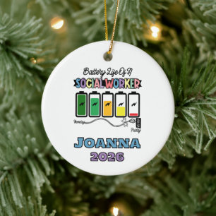 Battery Life Of A Social Worker Ceramic Tree Decoration