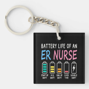 Battery life of an ER nurse humor chart Key Ring