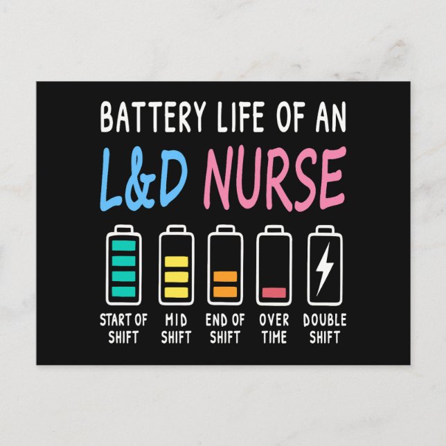 Battery life of an L&D nurse humor chart Postcard (Front)