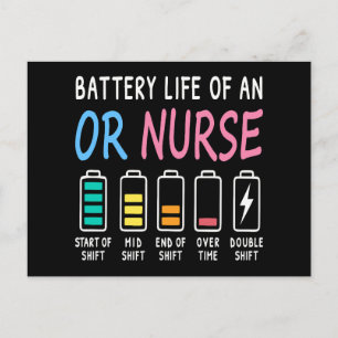 Battery life of an OR nurse humor chart Postcard